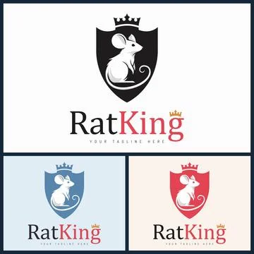 Rat king mouse crown shield mascot logo set template design Stock Illustration
