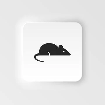Rat, laboratory. Bioengineering neumorphic style vector icon. Biotechnology for Illustrazione stock