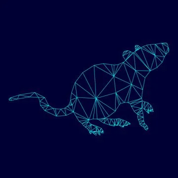 Rat low poly triangulation triangulated polygonal electric cyan blue vibrant  Stock Illustration