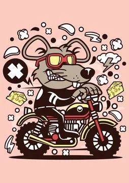 Rat Motocrosser Stock Illustration