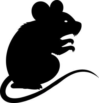 Rat, Mouse Black Silhouette Stock Illustration