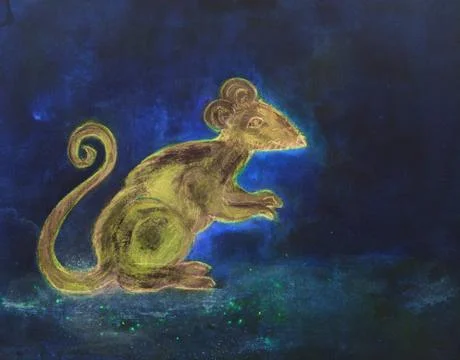 Rat at night on a blue background. Stock Illustration