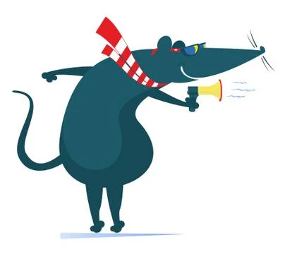 Rat or mouse, megaphone and news isolated illustration Stock Illustration