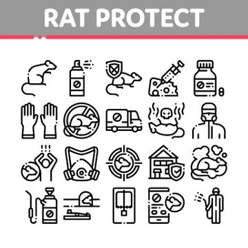 Rat Protect Collection Elements Icons Set Vector Illustrazione stock