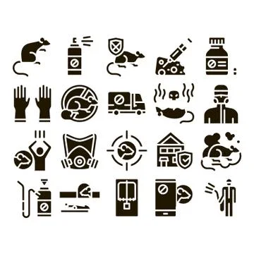 Rat Protect Collection Elements Icons Set Vector Illustrazione stock