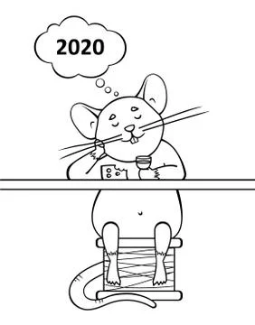 A Rat Sits In A Bar, Drinks Wine, Eats Cheese, Thinks Of 2020. Cloud For Thou Stock Illustration