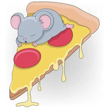 Rat sleeping on pizza Stock Illustration
