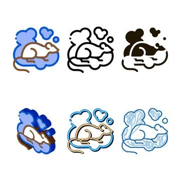 Rat in smoke icon modern vector outline Stock Illustration