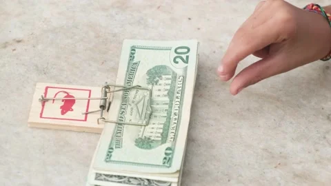 Rat trap hand picking up money bitcoin cash dollar symbol economy Stock Footage 221566249