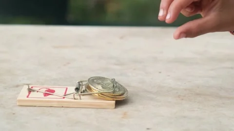 Rat trap hand picking up money bitcoin cash dollar symbol economy Stock Footage 221566258