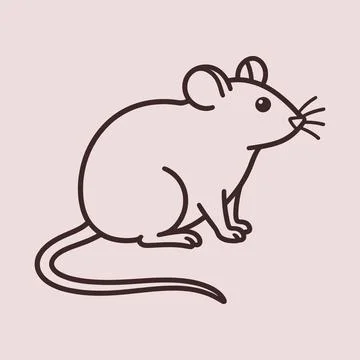Rat vector line art with hand drawn rodent illustration in minimal style Stock Illustration