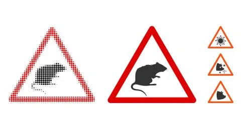 Rat Warning Halftone and Solid Icon Stock Illustration