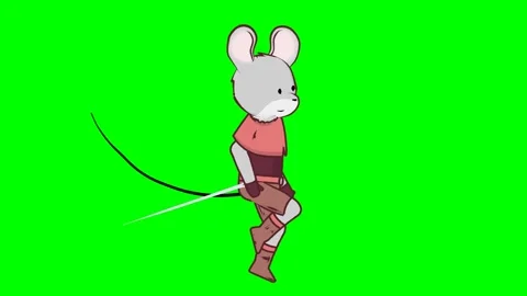 A rat warrior running around with a spear in shape of a cycle loop needle Stock Footage 285959505