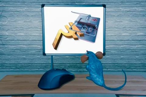 Rat watching computer screen with mouse, concept イラスト素材
