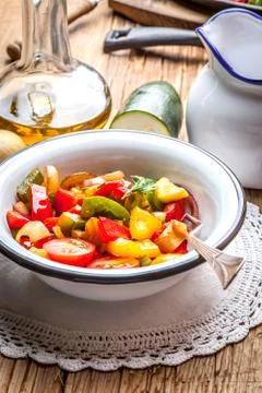 Ratatouille on a rustic table. Foto stock