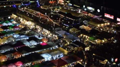 Ratchada Night Market View from Above at Night Time Video stock 91226558