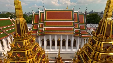 Ratchanatdaram is a buddhist temple located in Bangkok, Thailand Stock Footage 260957775