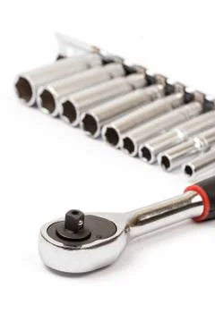 Ratchet with set of sockets Stock Photos
