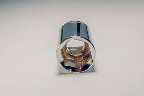 Ratchet socket on white Foto stock