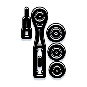 Ratchet wrench and socket bits for repair イラスト素材