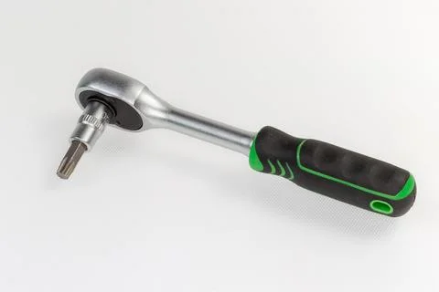 Ratchet wrench with inserted torx shape interchangeable bit 写真素材