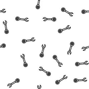 Ratcheting wrench tool vector seamless pattern Stock Illustration