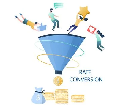 Rate conversion optimization sales funnel vector illustration イラスト素材