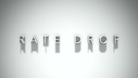 Rate drop 3D title animation with shadows on a white background Stock Footage 297802323