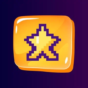 Rate mark glossy ui button with pixelated color icon Stock Illustration