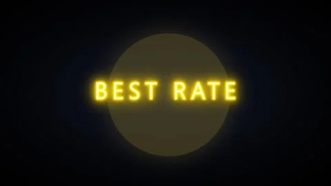 Rate neon sign glowing text animation for business marketing and financial .. Stock Footage 337564391