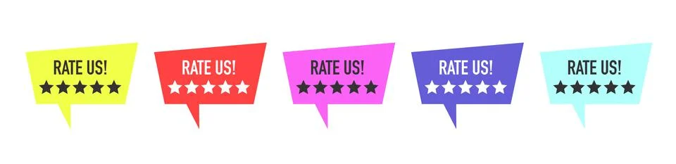 Rate us. Speech bubble on white background. Vector. Stock Illustration