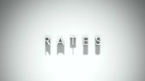 Rates 3D title animation with shadows on a white background Vídeos de archivo 296506939