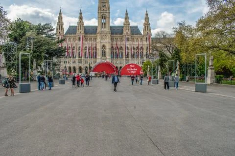 Rathaus (gothic town hall) exploring the impressive gothic architecture of .. Stock Photos