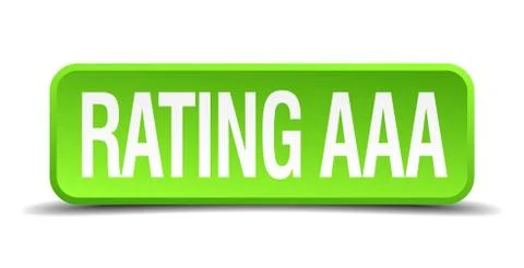 Rating aaa green 3d realistic square isolated button Illustrazione stock