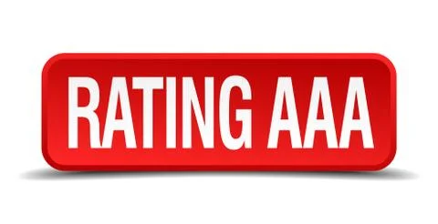 Rating aaa red 3d square button isolated on white Stock Illustration