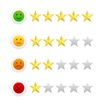 Rating and feedback vector illustration with emoji faces and stars Stock Illustration