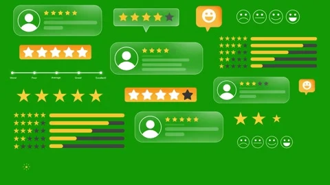 Rating and reviews animation 4k on the g... | Stock Video | Pond5