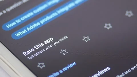 Rating An App On Google Play Store On Tablet Screen: New York, USA. 25 Sep 2026 Stock Footage 346450128