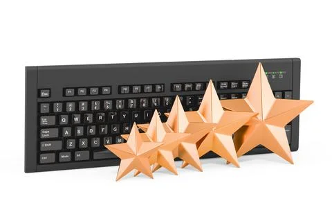 Rating of computer keyboard concept. Wireless computer keyboard with five gol Stock Illustration