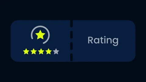Rating Feature Button with Yellow Star Badge and Five Stars Stock Footage 334471347