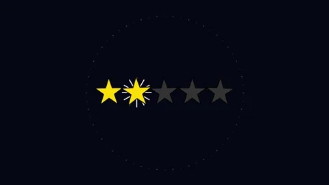 Rating Five Stars customer feedback animation with glowing yellow icons on da Stock Footage 345660343