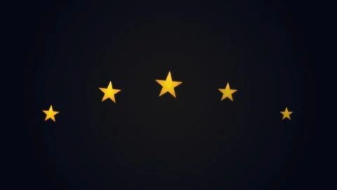 Rating Five Stars. Five glowing gold stars arranged in a curved arc Stock Footage 341838546