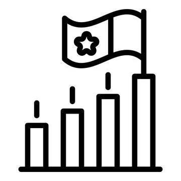 Rating graph and flag icon, outline style イラスト素材