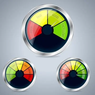 Rating meter design set of three Stock Illustration