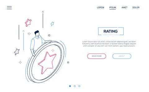 Rating section - line design style isometric web banner Stock Illustration