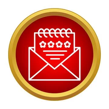Rating stars notification inside email message icon Stock Illustration
