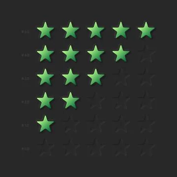 Rating Stars Vector Dark Neumorphic Design Elements Set On Dark Background Stock Illustration