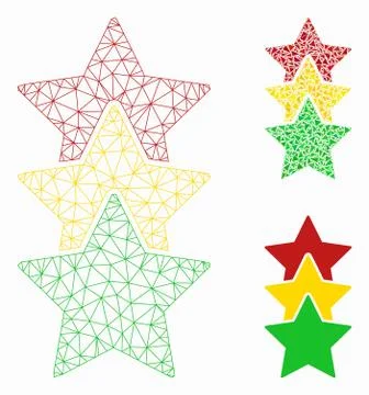 Rating Stars Vector Mesh Network Model and Triangle Mosaic Icon Illustrazione stock