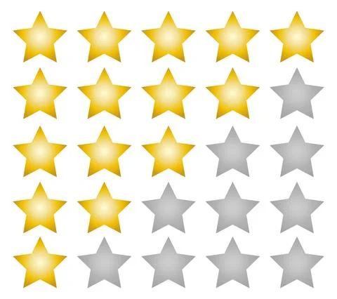 Rating stars vector web simple flat gold silver Stock Illustration