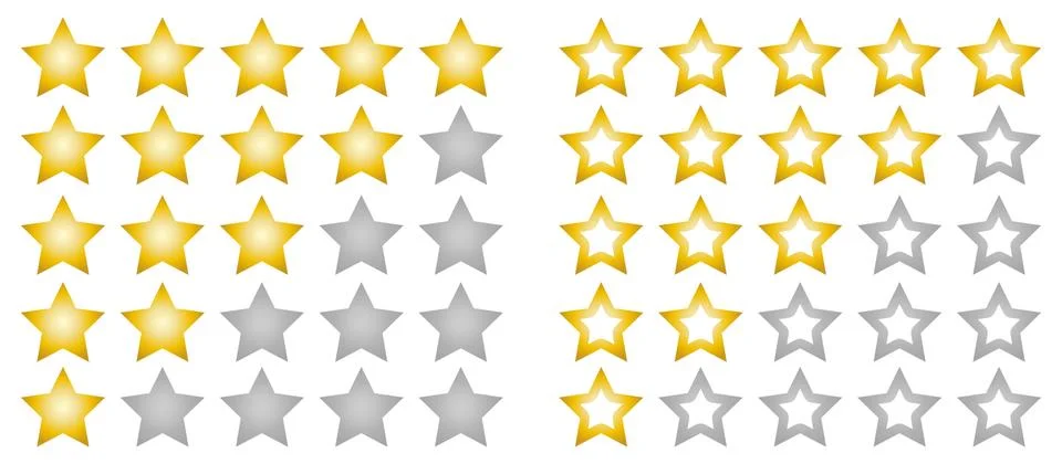 Rating stars vector web simple flat gold silver Stock Illustration